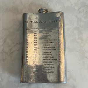 Vintage Secession Golf Club hip flask. Made by James Dixon co. Sheffield England
